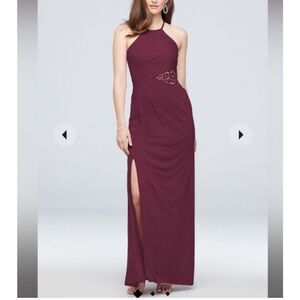 David's Bridal NWT Chianti High Neck Mesh Bridesmaid Dress Size 16